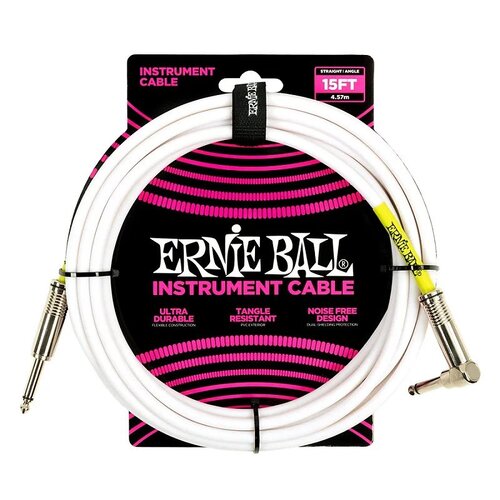Ernie Ball 15ft PVC Straight Angle Instrument Cable White