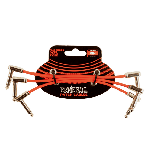 Ernie Ball 6” Flat Ribbon Patch Cable Red 3-Pack