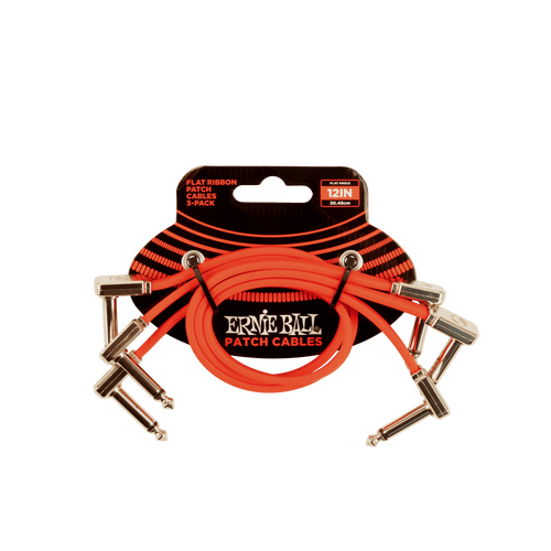 Ernie Ball 12” Flat Ribbon Patch Cable Red 3-Pack
