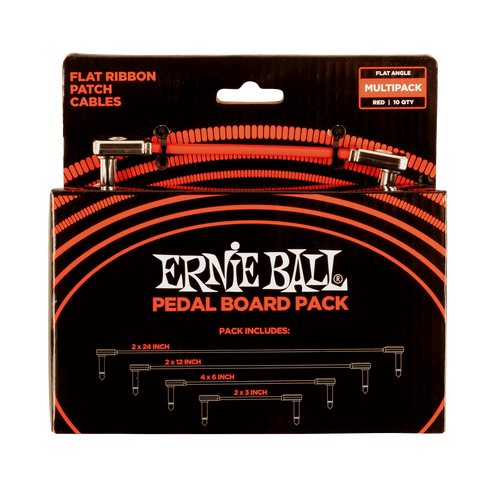 Ernie Ball Flat Ribbon Patch Cables Pedalboard Red Multi-Pack
