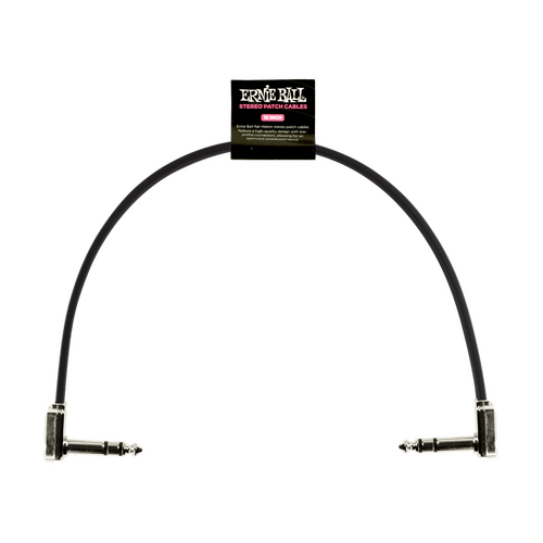 Ernie Ball 12" Flat Ribbon Stereo Patch Cable Black