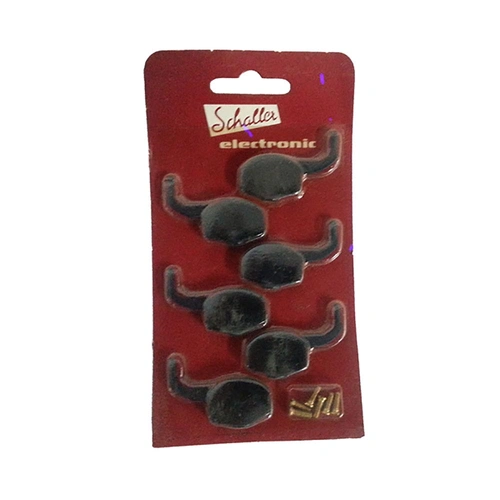Schaller Crank Winder Machine Head Button Set - Large Black, Set of 6 with Foldout String Winders, Retrofit, New Old Stock