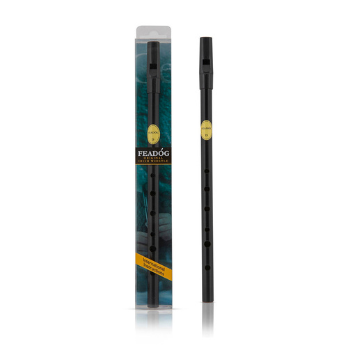 Feadog Irish Whistle Pack - Black Whistle in Key of D with Fingering Chart and Instruction Sheet