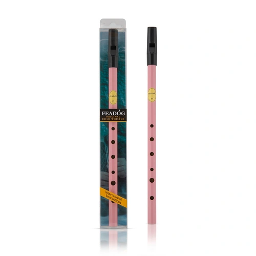 Feadog Pink Whistle Pack in Key of D with Fingering Chart and Instruction Sheet