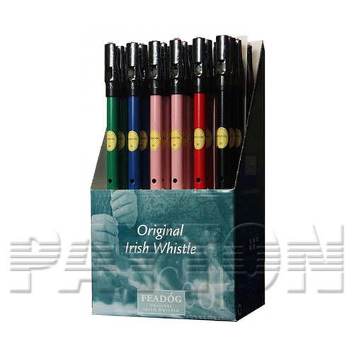 Feadog Whistle Display Box - 36 Mixed Colour "D" Whistles in Modern Celtic Design