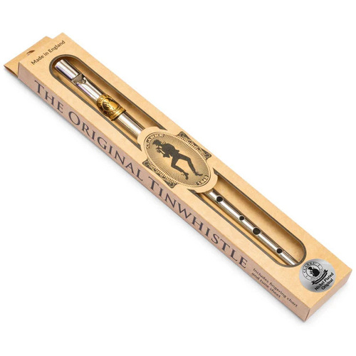 Clarke Nickel-Plated Original Tinwhistle in D with Microfibre Cloth and Fingering Chart