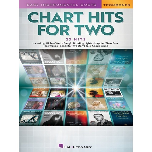 Chart Hits for Two Trombone Edition - 48 Pages, Easy Instrumental Duets, Includes 23 Pop Hits