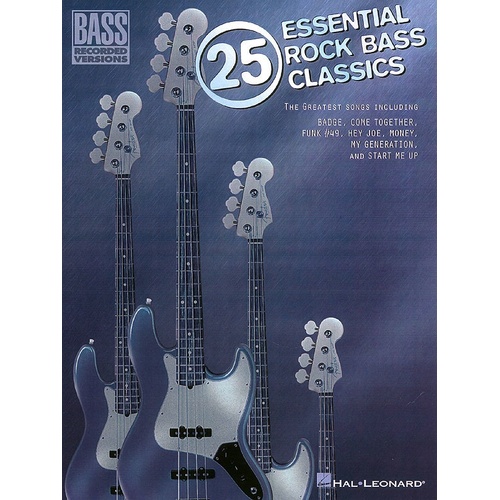 25 Essential Rock Bass Classics Bass TAB (Softcover Book)