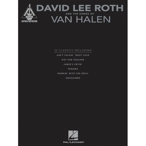 David Lee Roth and the Songs of Van Halen Guitar TAB Book