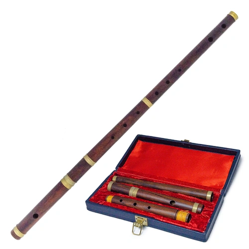 Irish Cocuswood 4-Part Flute with Brass Ring Mounts and Padded Case