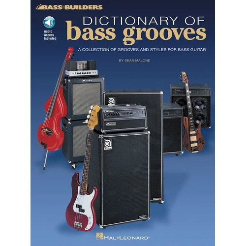 Dictionary of Bass Grooves by Hal Leonard, 72 Pages, Bass TAB Format, Includes CD with 34 Full-Band Demo Tracks