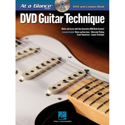 Guitar Technique - At a Glance BK/DVD by Hal Leonard, 32 Pages, Includes Warm-Up Exercises, Alternate Picking, Scale Sequences, Legato Technique