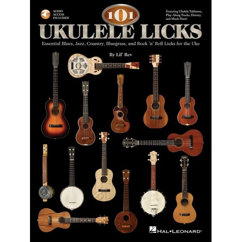 101 Ukulele Licks Book and CD Pack by Hal Leonard, 48 Pages, Standard Notation and Tablature, Includes Chord Progressions and Play-Along Tracks