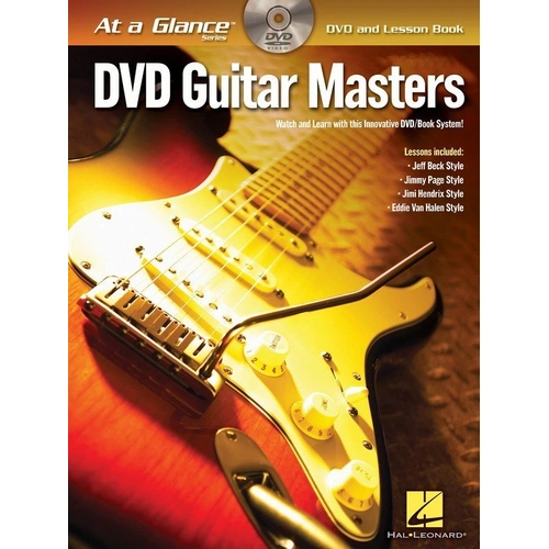 Guitar Masters - At a Glance BK/DVD by Hal Leonard, 40 Pages, Guitar TAB, Features Lessons on Jeff Beck, Jimmy Page, Jimi Hendrix, Eddie Van Halen
