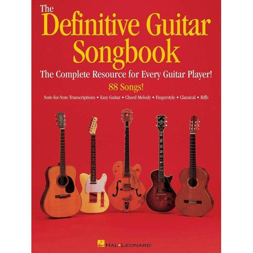 Definitive Guitar Songbook by Hal Leonard - 240 Pages of 88 Songs in Various Styles and Notation, Includes TAB and Chord Patterns