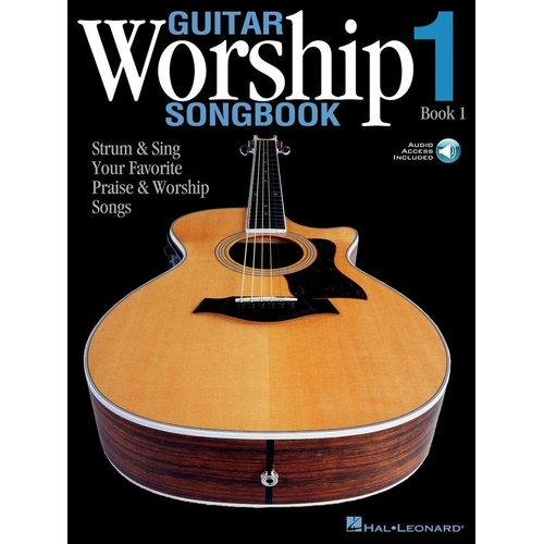 Guitar Worship Songbook, Book 1 by Hal Leonard, 32 Pages, Lyrics, Chord Frames, Strumming Patterns, Full-Band CD