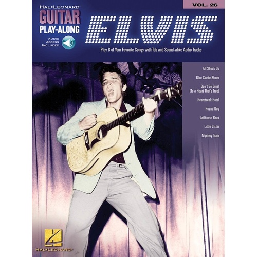 Elvis Guitar Play-Along V26 BK/OLA Songbook with CD - 8 Songs, Guitar TAB, Lyrics & Chords, 40 Pages, Hal Leonard
