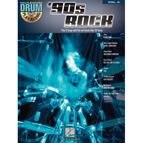 90s Rock Drum Play Along Book/CD V6 (Softcover Book/CD)