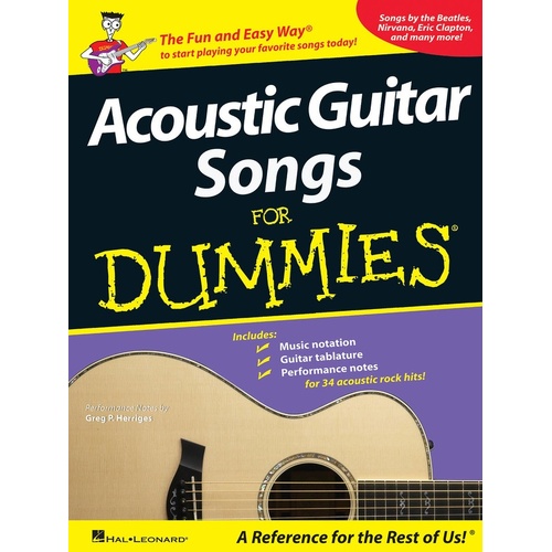 Acoustic Guitar Songs For Dummies Guitar TAB (Softcover Book)