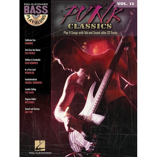 Punk Classics Bass Play-Along V12 BK/CD by Hal Leonard - 56 Pages, Includes Tab, Lyrics, and Chords, Features 8 Iconic Songs