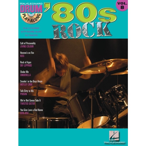 80s Rock Drum Play Along Book/CD V8 (Softcover Book/CD)