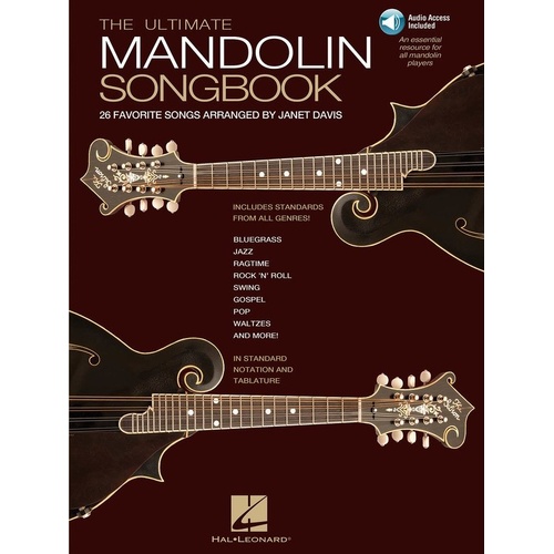 Ultimate Mandolin Songbook by Janet Davis - 26 Songs in Various Genres, Standard Notation & Tab, Includes Audio Access, 248 Pages