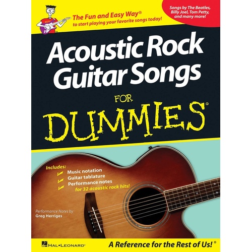 Acoustic Rock Songs For Dummies Guitar TAB (Softcover Book)