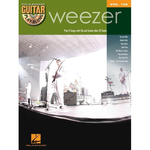 Weezer Guitar Play-Along V106 BK/OLA Songbook with TAB, 56 Pages, Includes Audio Access for Backing Tracks