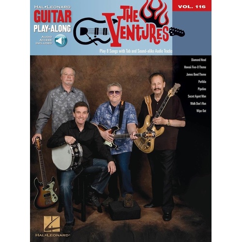 The Ventures Guitar Play-Along V116 BK/OLA Songbook with TAB, Lyrics & Chords, 8 Songs, Audio Access, Hal Leonard