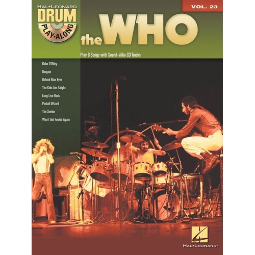The Who Drum Play-Along V23 BK/OLA - 56 Pages, Drum Notation, Includes Online Audio Access, Songs by The Who