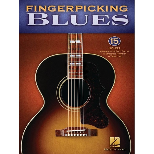 Fingerpicking Blues Guitar Solos Book by Hal Leonard, 48 Pages, Intermediate Level, 15 Blues Tunes