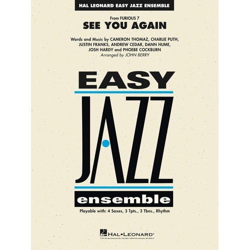 See You Again (from Furious 7) Easy Jazz Ensemble Arrangement