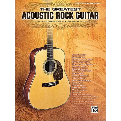Greatest Acoustic Rock Guitar Tab Book