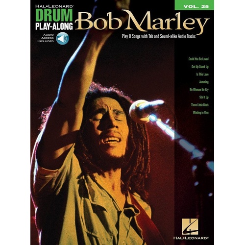 Bob Marley Drum Play-Along V25 BK/OLA - 48 Pages, Includes CD, 8 Classics, Hal Leonard