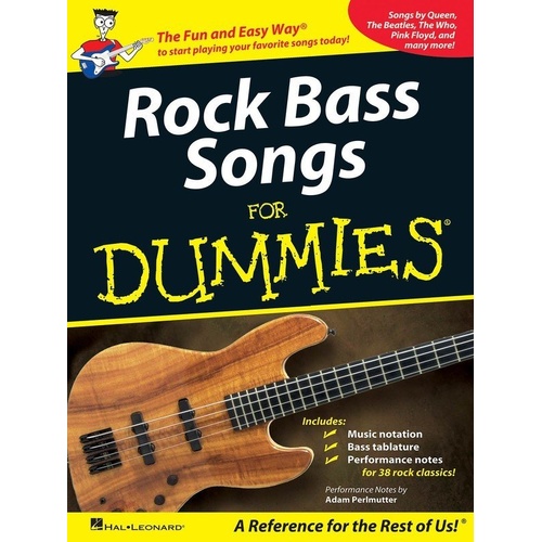 Rock Bass Songs for Dummies - Songbook with 38 Classic Rock Hits, Bass TAB, Performance Notes, Background Info, 256 Pages