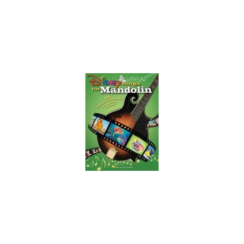 Disney Songs for Mandolin by Hal Leonard, 80 pages, featuring 25 classic melodies arranged for mandolin.