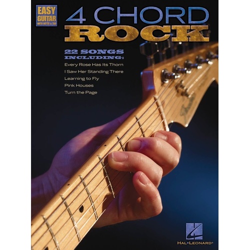 4 Chord Rock Easy Guitar Notes & Tab Songbook by Hal Leonard, 76 Pages, 22 Hit Tunes