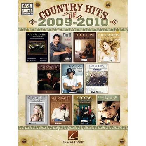 Country Hits of 2009-2010 Easy Guitar Tab Songbook