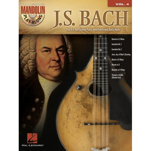 J.S. Bach Mandolin Play-Along V4 BK/OLA by Hal Leonard - Standard Notation & TAB, 16 Pages, Includes Audio Tracks & Playback+ Features