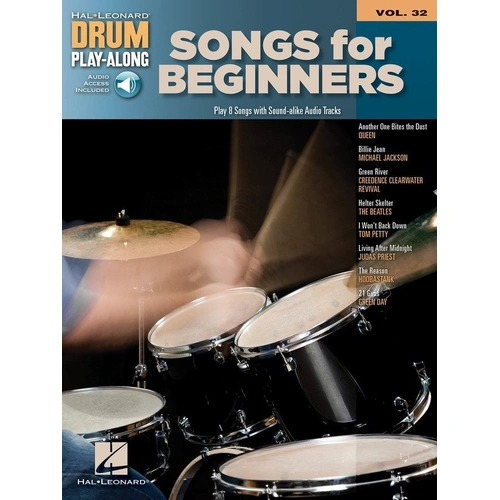 Songs for Beginners Drum Play-Along V32 BK/OLA by Hal Leonard