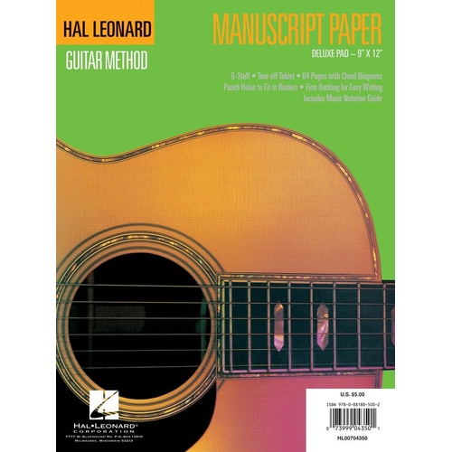 Guitar Method Manuscript Tear Off Pad 6St 64Pg 