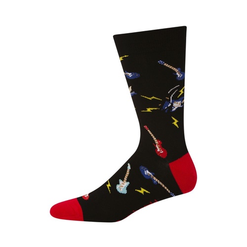 Bamboozld Men's Electric Guitar Socks Black with Red Tips