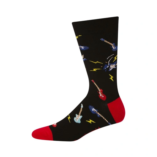Bamboozld Men's Electric Guitar Socks Black with Red Tips