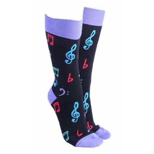 Sock Society Black/Purple Music Socks with Colorful Notes and Symbols