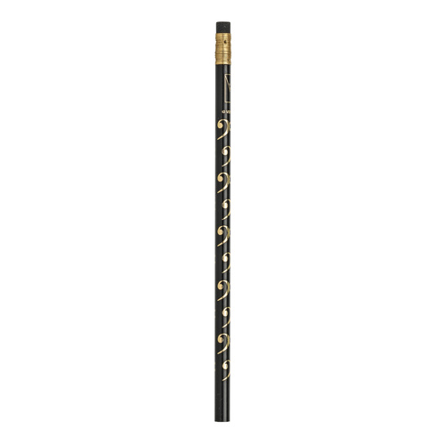 Music Pencil Black with Gold Bass Clefs, HB, Lightweight with Eraser