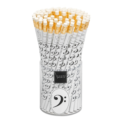 White Music Pencil with Black Bass Clefs and Eraser