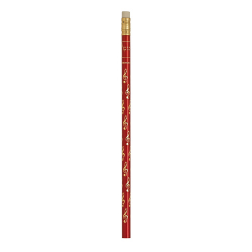 Music Pencil Red with Gold Treble Clefs HB
