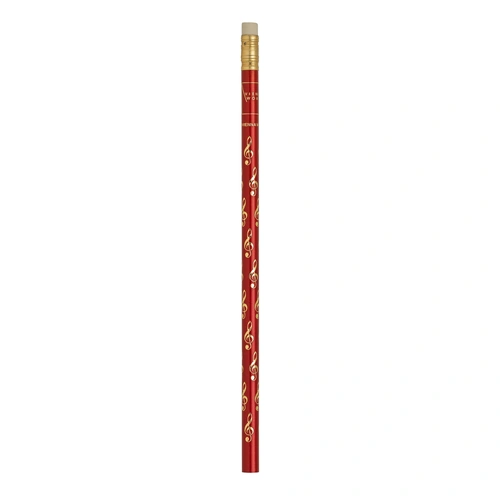 Music Pencil Red with Gold Treble Clefs HB Lightweight Writing Tool
