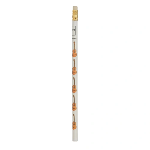 Guitar Pencil White with Classical Guitars and Eraser, HB Music Inspired Stationery