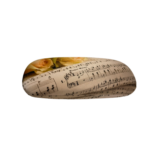 Glasses Case Creme with Black Manuscript & Roses 16x6x2.5cm